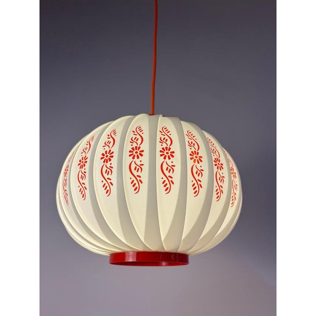 Red Pendant Lamp with Red Floral Details by Lars Schiøler For Sale - Image 8 of 11