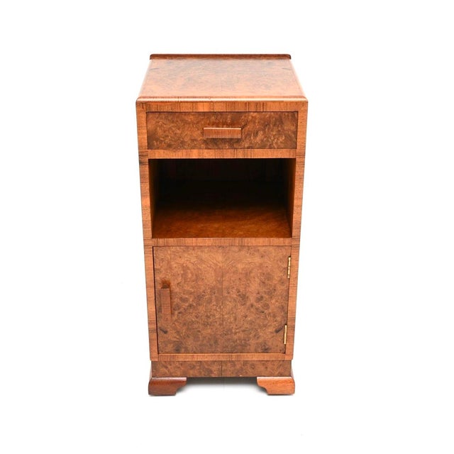 Art Deco Burr Walnut Bedside Cabinet, 1930 For Sale - Image 3 of 11