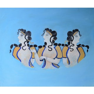 Minoan Dancers Contemporary Figurative Oil Painting by Penny Rumble For Sale