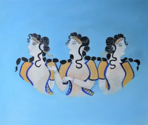 Minoan Dancers Contemporary Figurative Oil Painting by Penny Rumble