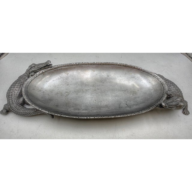 Arthur Court Cast Aluminum Alligator Oval Serving Tray Centerpiece, 2005 For Sale - Image 11 of 11
