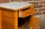 French 19th Century Pine Faux Bamboo Side Table with Marble Top, Door and Drawer For Sale - Image 4 of 12