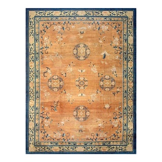 1920s Antique Wool Coral Large Allover Floral Hand Knotted Large Oversize Rug For Sale