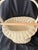 Art Deco Hand Woven Vintage Uniquely Shaped Basket With Wood Bottom and Handle. For Sale - Image 3 of 14