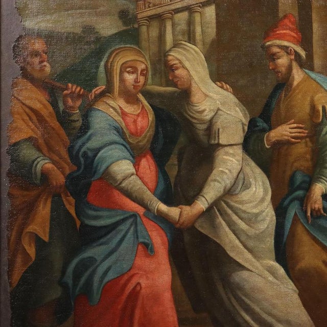 Northern Italian School, The Visitation, Oil on Canvas For Sale - Image 3 of 13