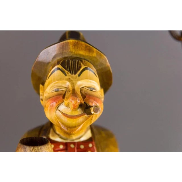 German Carved Wood Two-Light Wine Cellar Chandelier For Sale - Image 4 of 18