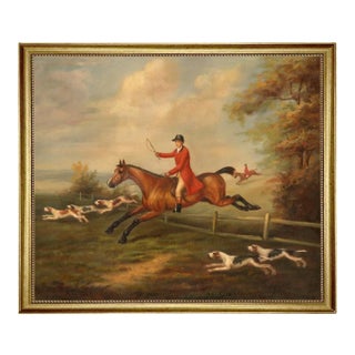 Fox Hunting Scene by J.N. Sartorius Print on Canvas in Antiqued Gold Frame For Sale