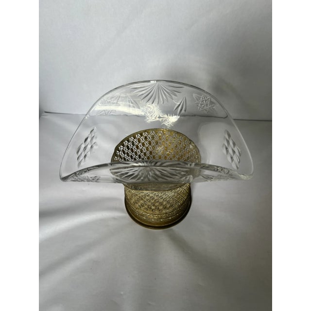 American Early 20th Century French Gilt Bronze & American Brilliant Cut Glass Bride's Basket Centerpiece Va For Sale - Image 3 of 5