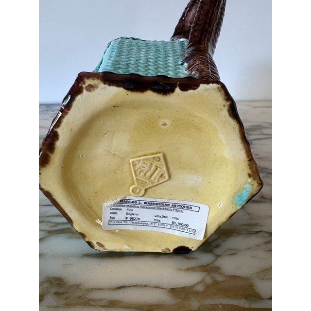 1880 English Majolica Hexagonal Pitcher For Sale - Image 10 of 12