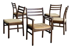 Minimal Mid Century Oak Dining Chairs - Set of 5