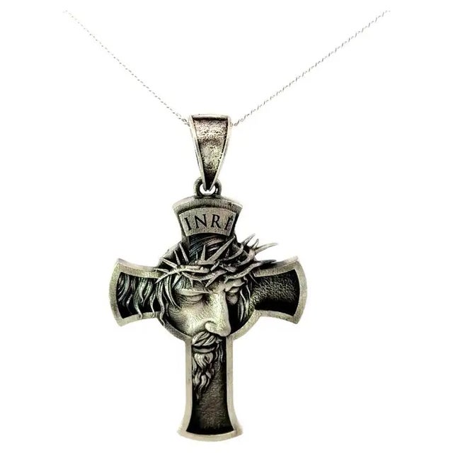 Religious Jesus Christ Crucifix Cross Christian Unisex Pendant in 925 Silver For Sale - Image 9 of 11
