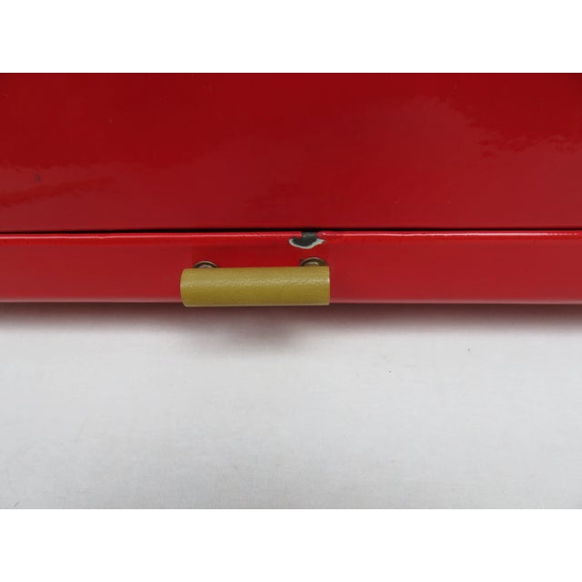 Aqua Enamelled Red Bread Box, 1940s For Sale - Image 8 of 12