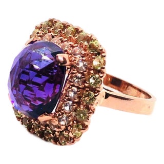 Bochic Capri Vintage 18K Gold & Silver Multi-Gem Ring with Amethyst, Circa 1990 For Sale