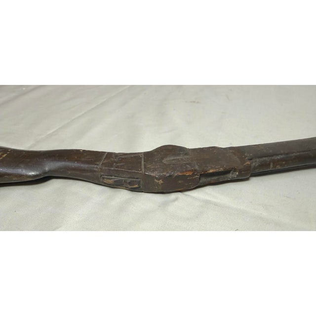 Brown Antique 1800's Hand Carved Wood Folk Art Child Rifle Shotgun Toy Gun Sculpture For Sale - Image 8 of 10