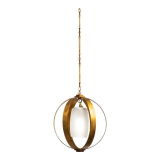 Arteriors Gilded Iron Banded Orb Pendant Light For Sale