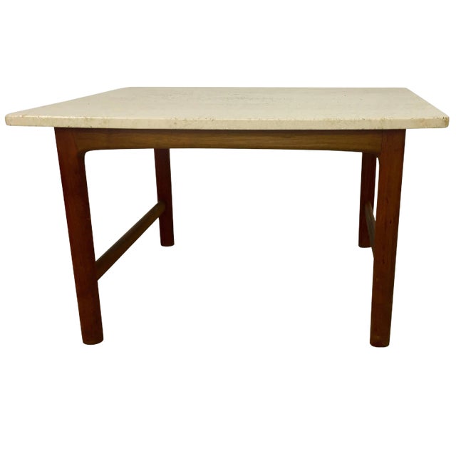 Dux Teak and Travertine Marble Lamp Table by Folke Ohlsson For Sale