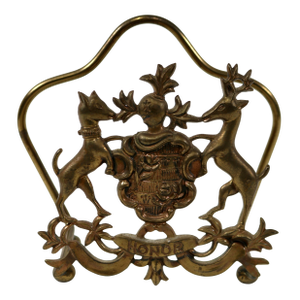 Vintage Italian Brass Honor Crest Letter or Napkin Holder