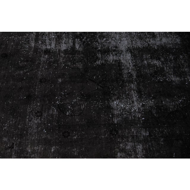 Shabby Chic Charcoal Vintage Overdyed Handmade Allover Designed Wool Rug 7'9" X 11' For Sale - Image 3 of 9