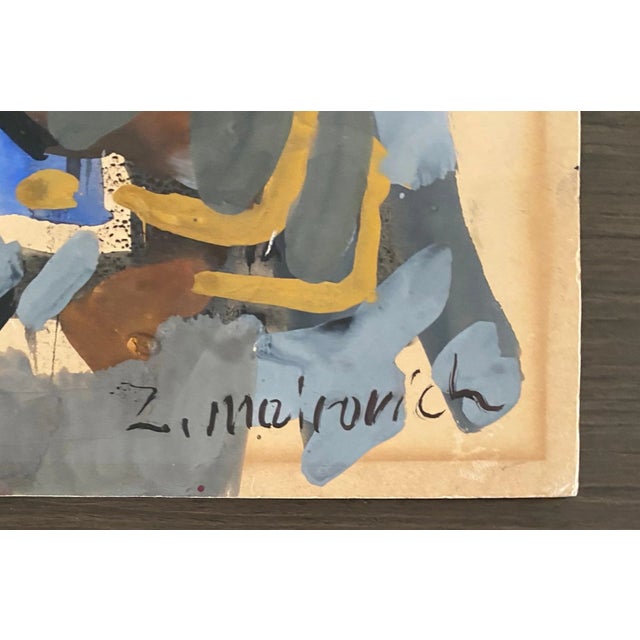 Zvi Mairovich, Abstract White Flowers Israeli Modernist Gouache and Watercolor Painting For Sale In Miami - Image 6 of 9