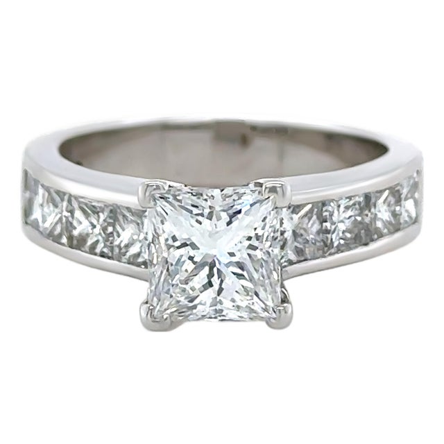Gia 18ct White Gold Diamond Engagement Ring 2.83ct 7.72g, Size 6.25 For Sale