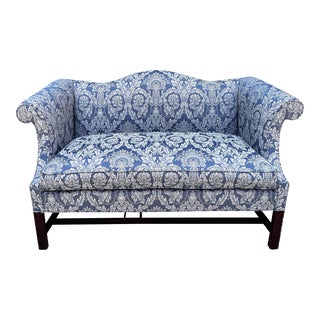 Vintage Chippendale Camelback Settee Loveseat Sofa For Sale
