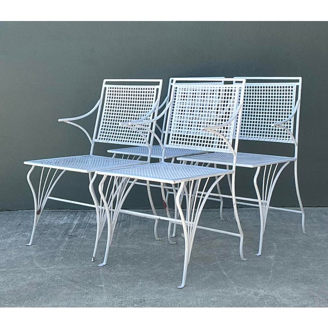 Vintage MCM Wrought Iron Outdoor Dining Set of 5 For Sale - Image 11 of 13