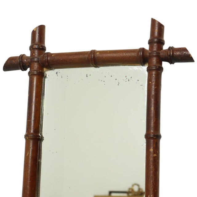 French Wooden Faux Bamboo Mirror For Sale - Image 5 of 15