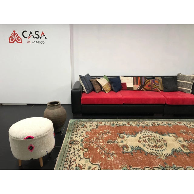 Terra Cotta Vintage Distressed Turkish Orange Area Rug For Sale - Image 8 of 11