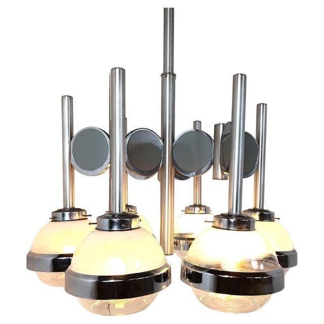 Vintage Italian Space Age Glass Globe Chandelier, 1970s For Sale - Image 11 of 11