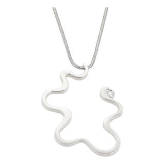 Mid 20th Century Tiffany & Co. Frank Gehry Equus Diamond Pendant Necklace - 18k White Gold For Sale