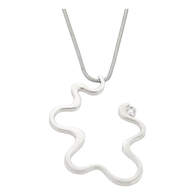 Tiffany & Co. Frank Gehry Equus Diamond Pendant Necklace - 18k White Gold For Sale