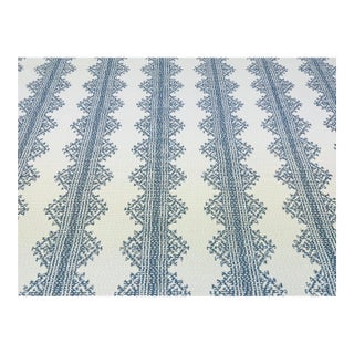 Rosemary Hallgarten Eden Adrift Blue Off White Indoor Outdoor Ethnic Stripe Upholstery Fabric For Sale