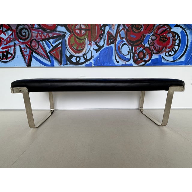 Modern Vintage Custom Upholstered Modern Bench For Sale - Image 3 of 4
