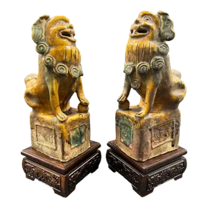 Early 20th Century Pair of Terra Cotta Foo Dogs