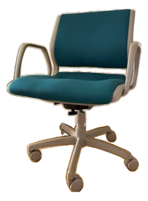 Vintage Mid-Century Steelcase Teal Blue Rolling Office Desk Arm Chair