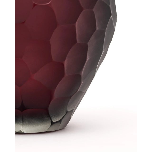 Alberto Donà Murano Glass Burgundy “Ferro Battuto” Vase For Sale - Image 4 of 10
