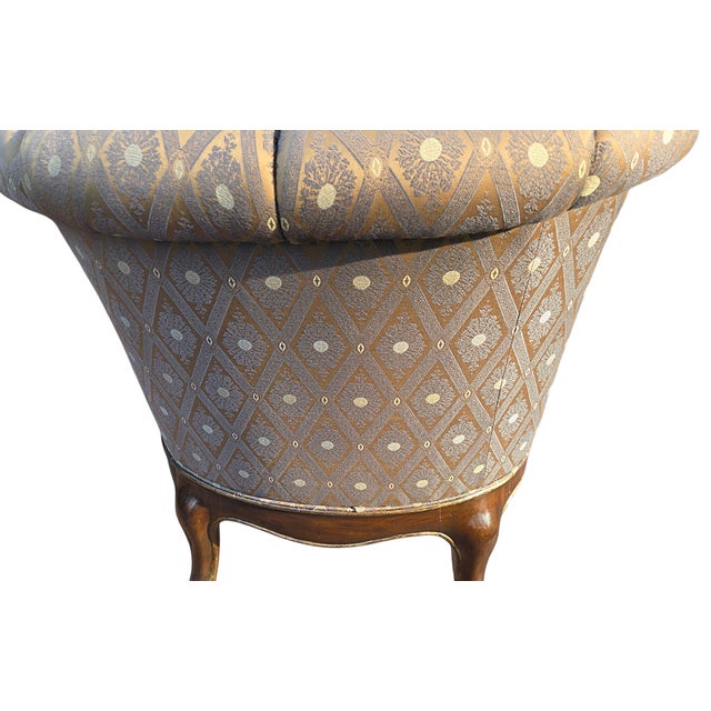 Brown 1990s Marge Carson Boudoir Lounge Accent Chair French Tuffed Wingback Armchair Regency For Sale - Image 8 of 15