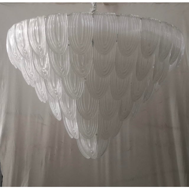 Murano Art Glass Round Transparent, White Color Chandeliers and Pendant For Sale - Image 9 of 10