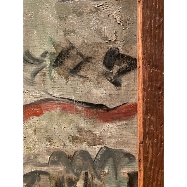 Vintage Mid-Century Modern French Still Life Orange Flowers Painting For Sale - Image 4 of 11