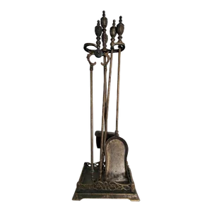 Italian Die-Cast Brass 5-Piece Fireplace Tool Set