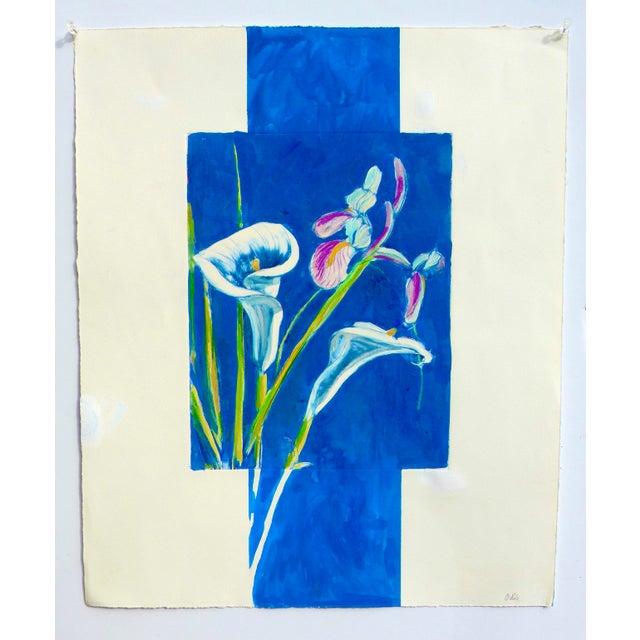 2020s "Iris and Lily" Contemporary Modernist Botanical Painting by Adele For Sale - Image 5 of 5