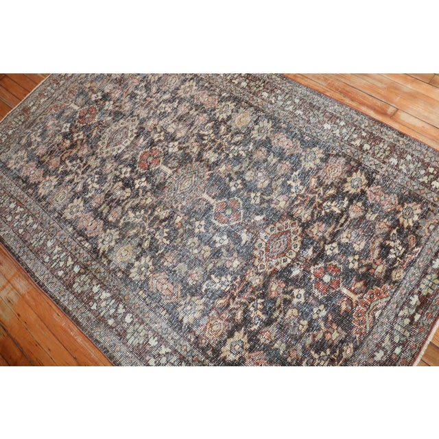 Antique Zabihi Collection Worn Persian Mahal Accent Rug For Sale - Image 10 of 10