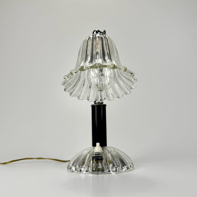 Clear Murano Glass Table Lamp from Barovier & Toso, Italy, 1940s For Sale - Image 4 of 7