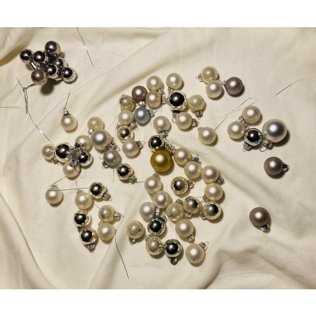 Silver platinum & silver shiny matte small Christmas balls for table top trees hurricanes or gift decor