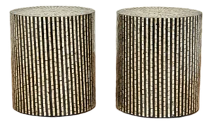 Pair of Modern Round Stands With Mother of Pearl
