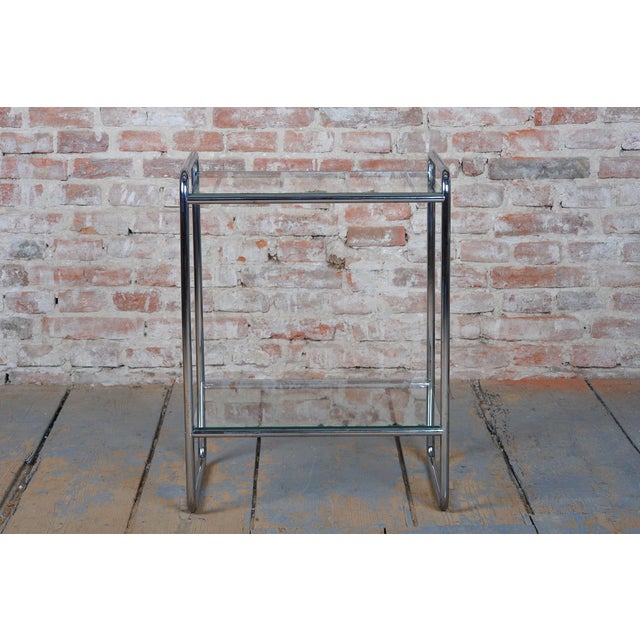 Small Vintage Bauhaus Table in Chrome-Plated Tubular Steel and Glass, Czech, 1930s For Sale - Image 6 of 9
