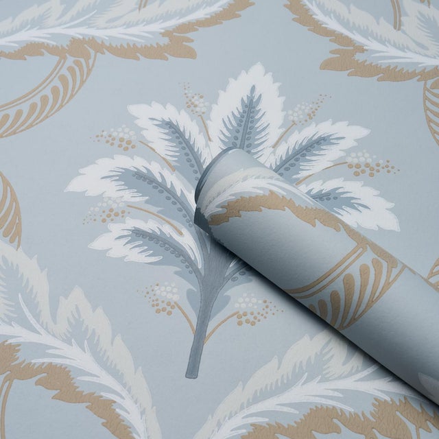 2020s SAMPLE - Schumacher Front Waltz Wallpaper In Light Blue For Sale - Image 5 of 6