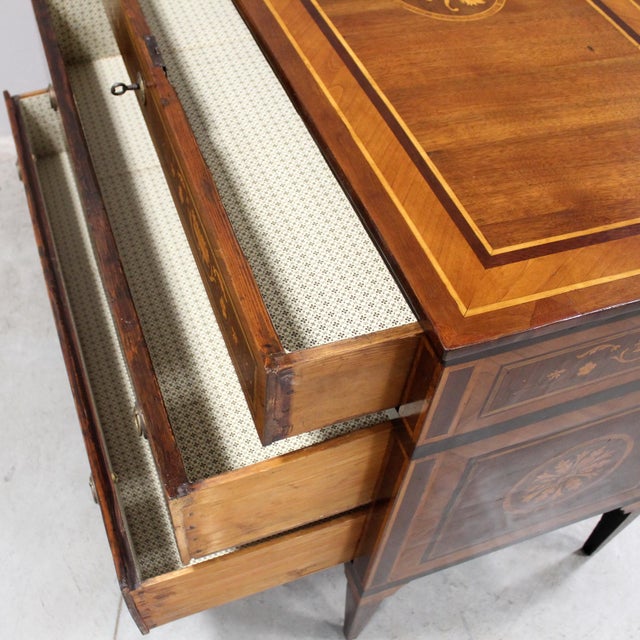 Brown Antique Italian Louis XVI Chest of Drawers in Walnut, 1700s For Sale - Image 8 of 16