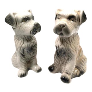 Vintage Terrier Glaze Ceramic Dog- Set of 2 For Sale