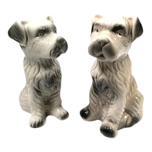 Vintage Terrier Glaze Ceramic Dog- Set of 2